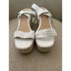 Veronica Beard White Wedge Heel Sandals, S53